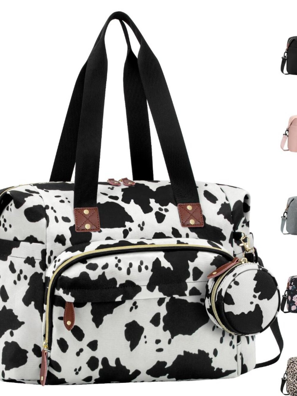 Diaper Bag Tote, Baby Diaper Bag with Pacifier Case Cow Print